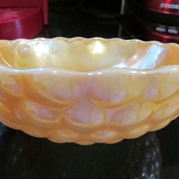 Vintage Anchor Hocking Iridescent Orange Bubble Glass Bowl 8.25" Fantastic Cond - Picture 13 of 14
